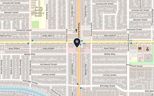 Mapa de 6755 Tampa Ave, Reseda, CA 91335, en Tampa Ave, justo al sur de Vanowen St
